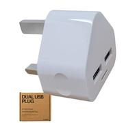 Dual USB Plug Fast Charger - 2A Double Charging Plug Adapter - Dual Mains Charger Fast Charging Plugs With USB Port UK - Compatible With Samsung iPhone 15 14 13 12 11 - By Electoys