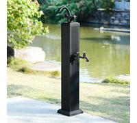 Dual-Use Hot & Cold Garden Water Column Vertical Faucet Hose Stand with Side/Bottom Inlet for Backyard Washing & Irrigation -Black Design