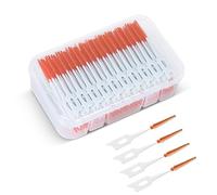 Dual Use Interdental Brushes, 200pcs Wisdom Interdental Brushes with Case, Dental Floss for Braces Oral Cleaning, Toothpick Cleaning Tool(Orange Red)