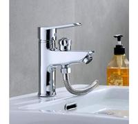 Dual-Use Single-Hole Bathroom Faucet Chrome-Plated Basin Faucets Washbasin Water Tap Hot and Cold Water Mixer Taps Installable Mixing Valve Shower