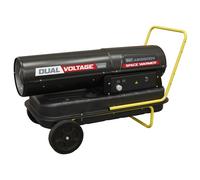 Sealey Dual Voltage Space Warmer Kerosene/Diesel Heater 185,000Btu/hr Space Warmer with Wheels - AB1850DV