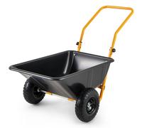 Dual-Wheel Wheelbarrow Heavy-Duty Garden Utility Cart-Black