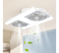 Dual Window Fan with Lights 180° Rotating Fans & 3 Speeds Window Exhaust Fan Reversible Airflow Control with Low Noise & Smart Timer for Home Bedroom Or Office