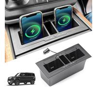 Dual Wireless Car Charger Compatible with 2020-2024 Land Rover Defender 90 110 130 15W Dual Wireless Fast Charging Smartphone Charger Tray with 27W USB & Type-C Center Console Accessories