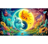 Dual-Wolf-Sun-Moon-Fantasy 1000 Piece Jigsaw Puzzle for Adults - Recycled Cardboard - Decoration 38x26cm/1000pcs