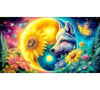 Dual-Wolves-Under-Moonlit-Tree Jigsaw Puzzles for Adults: 1000-Piece Recycled Cardboard - Decoration 38x26cm/1000pcs