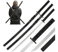 Dual Wooden Sword Set 100cm With Black Backpack Scabbard Cosplay Film Props Martial Art Blunt Decortive Collectors Ninja Sword For Kids