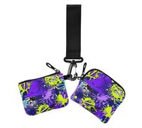 Dual Wristlet Wallets for Women 1970s Disco Retro Grunge Graffiti Large Capacity Coin Purse Change Holder with Wristle Strap for Ladies Girls 2 Pcs, 1970S disco retro grunge graffiti46, 4.13" x 3.51"