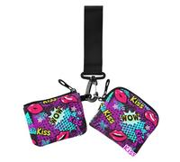Dual Wristlet Wallets for Women 1970s Disco Retro Grunge Graffiti Large Capacity Money Organizers with Zipper Coin Pocket for Ladies Girls 2 Packs, 1970S disco retro grunge graffiti11, 4.13" x 3.51" &