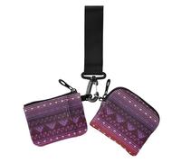 Dual Wristlet Wallets for Women Ethnic Purple Boho Thin Flat Change Purse Key Holder with Keychain for Ladies Girls 2 Pcs, ethnic purple boho, 4.13" x 3.51" & 4.13" x 4.13", Retro