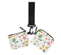 Dual Wristlet Wallets for Women Spring Cute Colorful Florals White Compact Size Women's Money Organizers with Keychain for Men Women 2 Pcs, spring cute colorful Florals white24, 4.13" x 3.51" & 4.13"