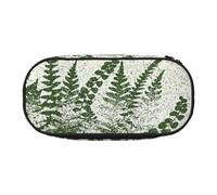 Dual-Zip Pencil Case Organizer with Mesh Compartment & Pen Holders - natural plant silhouette fern leaf Prints Multi-Purpose Stationery Holder, Travel-Friendly Cosmetic Bag for School, Office, Gifts