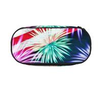 Dual-Zip Pencil Case Organizer with Mesh Compartment & Pen Holders - Patriotic 4th of July American Flag Prints Multi-Purpose Stationery Holder, Travel-Friendly Cosmetic Bag for School, Office, Gifts