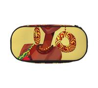 Dual-Zip Pencil Case Organizer with Mesh Compartment & Pen Holders - traditional african girl painting Prints Multi-Purpose Stationery Holder, Travel-Friendly Cosmetic Bag for School, Office, Gifts