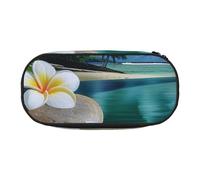 Dual-Zip Pencil Case Organizer with Mesh Compartment & Pen Holders - Tropical Flower and Zen Stone Prints Multi-Purpose Stationery Holder, Travel-Friendly Cosmetic Bag for School, Office, Gifts