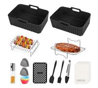 Dual Zone Air Frier Accessories Set, 22PCS High Temperature Resistance 428°F/230°C Reusable Silicone Air Fryer Accessories Compatible with Ninja Foodi 7.6L AF300EU 9.5L AF400EU