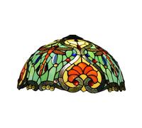 Dualbao 16 Inch Dragonfly Baroque Stained Glass Lamp Shade Replacement Only, Tiffany Style Green Orange Yellow Glass Large Lampshade, Lamp Cover Fit for Table Lamp Pendant Light Floor Lights