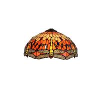 Dualbao 16 Inch Mediterranean Blue Orange Dragonfly Lampshades, Tiffany Green Stained Glass Lamp Shade Only,Handmade Shade Replacement for Table Lamp Floor Lamp Bedside Reading Lamps,Orange