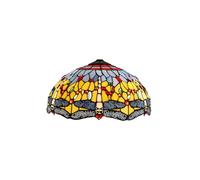 Dualbao 16 Inch Mediterranean Blue Orange Dragonfly Lampshades, Tiffany Green Stained Glass Lamp Shade Only,Handmade Shade Replacement for Table Lamp Floor Lamp Bedside Reading Lamps,Yellow