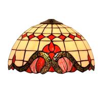 Dualbao Beige Baroque Mediterranean Stained Glass Lampshade Replacement Only,Cream Purple Blue Red Glass Classic Lamp Shade for Floor Lamp Pendant Light Table Lamp,Red,16‘’