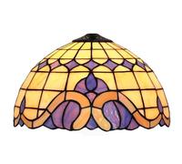 Dualbao Beige Baroque Mediterranean Stained Glass Lampshade Replacement Only,Cream Purple Blue Red Glass Classic Lamp Shade for Floor Lamp Pendant Light Table Lamp,Purple,12‘’