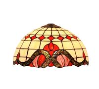 Dualbao Beige Baroque Mediterranean Stained Glass Lampshade Replacement Only,Cream Purple Blue Red Glass Classic Lamp Shade for Floor Lamp Pendant Light Table Lamp,Red,12‘’