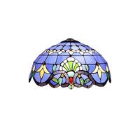 Dualbao Blue Baroque Lamp Shade Replacement Only,16 Inch Tiffany Style Beige Amber Red Beads Stained Glass Lampshades Accessories for Table Lamp Pendant Lights Floor Lamps,Blue