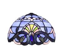 Dualbao Classic Blue Beige Baroque Lampshade Replacement for Table Lamp, Ceiling Light, Floor Lamp, 12Inch Vintage Tiffany Style White Green Purple Stained Glass Lamp Shade Accessory Only,Blue B