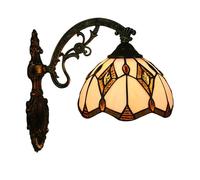 Dualbao Tiffany Wall Sconces for Living Room, Balcony, Bedroom, Dining Room, Bathroom, Water Ripple Patchwork Geometric Rhombus Stained Glass Wall Sconce Beige Cream Lamps,1 Piece