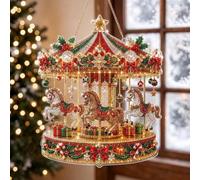 DualBlades Christmas Pearl Diamond Painting Suncatcher Kit,9.45 in DIY Craft for Adults Beginner, Pre-Assembled Metal Chain, Acrylic Snowflake Shape Board, 3D Mixed-Sized Pearl Beads Craft，Style C