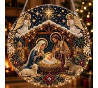 DualBlades DIY Christmas Pearl Diamond Painting Suncatcher Kit for Adults, DIY 3D Christmas Craft for Beginner, Pre-Assembled Metal Chain, 3D Mixed-Sized Pearl Beads Craft, 7.87 * 7.87in，Style I