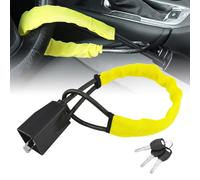 DualGuard Car Steering Wheel & Seat Belt Lock - 17" Universal Anti-Theft Device for Vehicles, SUVs, Golf Carts | Compact & Lightweight Security Lock with Multi-Function Keys (Yellow)