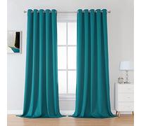 DUALIFE 120 Inch Length Teal Curtains 2 Panels Set Grommet Curtain Drapes Insulated Thermal Room Darkening Blackout Curtains for Bedroom Boy Kids Room 60x120 Inches Long