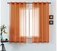 DUALIFE 45 Inch Length Sheer Short Curtains Burnt Orange for Bathroom 2 Panels Set Grommet Transparent Short Curtains for Bedroom Kitchen 52x45 Inches Long Terracotta Rust