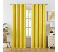 DUALIFE 90 Inch Curtains Yellow, Room Darkening Curtains, Thermal Insulated Noise Blocking Panels, 52 x 90 in, Bright Illuminating Yellow, Set of 2