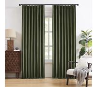 DUALIFE 95 Inch Curtains & Drapes Olive Dark Green 2 Panels,Back Tab Ceiling Viral Pleated Hooks Curtains for Track System,Thermal Boho Curtains for Bedroom Burg Living Room Dining Room,50x95
