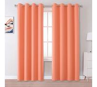 DUALIFE 96 Inch Coral Blackout Curtains 2 Panels Set Solid Grommet Window Curtain Panels Room Darkening Thermal Insulated Curtains for Living Room 52 W x 96 L Burnt Coral