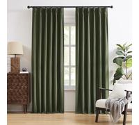 DUALIFE 96 Inch Curtains & Drapes Olive Dark Green 2 Panels,Back Tab Ceiling Viral Pleated Hooks Curtains for Track System,Thermal Boho Curtains for Bedroom Burg Living Room Dining Room,40x96