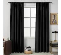 DUALIFE 99% Blackout Curtains 108 Inches Long Curtains for Living Room - Energy Saving Thermal Insulated Soundproof Rod Pocket Extra Long Curtains for Bedroom (Black, 54W x 108L, 2 Panels)