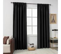 DUALIFE 99% Blackout Curtains 120 Inch Length Extra Long Curtains for Living Room - Energy Saving Thermal Insulated Soundproof Rod Pocket Curtains for Bedroom (Black, 54W x 120L, 2 Panels)