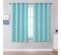 DUALIFE Aqua Blackout Curtains for Living Room Bedroom Light Blocking Window Curtains Triple Weave Room Darkening Curtain Panels Thermal Insulated Grommet Top 52X45