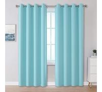 DUALIFE Aqua Curtains for Living Room Bedroom Blackout Light Blocking Window Curtains Triple Weave Room Darkening Curtain Panels Thermal Insulated Grommet Top 52X96
