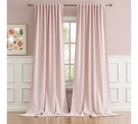DUALIFE Back Tab and Rod Pocket Curtains 108 Inches Long - Thermal Insulated Living Room Blackout Curtains Panels for Girls Room Nursery (52 by 108 Inch, 2 Panels, Baby Pink)