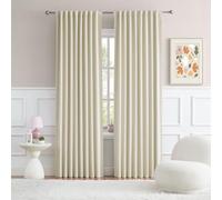DUALIFE Back Tab Curtains 96 Inches Long Cream Beige for Living Room Cottage Urban Decor Blackout Draperies for Bedroom Thermal Insulated Track Curtains 2 Pcs,52W x 96L, 8 FT Tall, Beige Colored