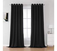 DUALIFE Black Blackout Curtain Panels/Drapes (60 Inch Wide by 120 Inch Length, 2 Panels) Solid Thermal Insulated Energy Efficient Bedroom Curtains for Hall/Dining Room Grommet Set of 2 Panels