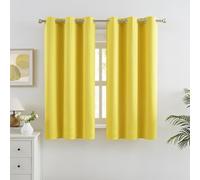 DUALIFE Blackout Curtains - Room Darkening Grommet Drapes Bright Yellow Color, Small Window Curtains for Kids Room, 2 Panels Sets (38 x 45 Inches Long)