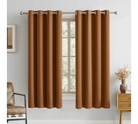 DUALIFE Blackout Eyelet Curtains 52" x 63" (132cm x 160cm) 2 Panels Dark Oak Brown