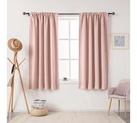 DUALIFE Blush Pink Curtains for Bedroom - 54 Inch Length Rod Pocket Energy Saving Thermal Insulated Blackout Noise Reducing Curtains for Living Room Set of 2 Panels (Blush Pink 42x54)