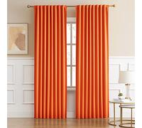 DUALIFE Bright Orange Curtains 2 Panels for Bedroom, Fall Orange Draperies Holiday Decor Thermal Insulated Triple Weave Room Darkening Blackout Back Tab Curtains,52W x 84L Inch