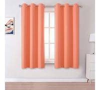 DUALIFE Burnt Coral Blackout Curtain Panels for Girls Bedroom -Coral Drapes 54 Inch Length 2 Panels Set Solid Thermal Insulated Room Darkening Curtains with Grommet 38 W x 54 L Inch